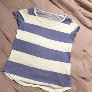 Girls Striped Short Sleeve Shirt - Size L (10-12)